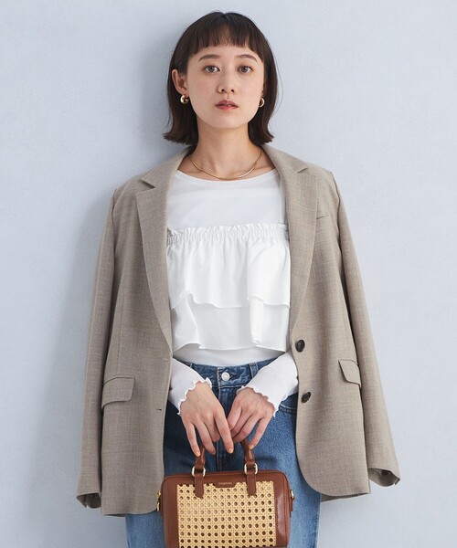 green label relaxing(グリーンレーベルリラクシング)の「2WAY シャーリング キャミソール(キャミソール・レディース・ホワイト/ブラック・FREE)」の3枚目の写真