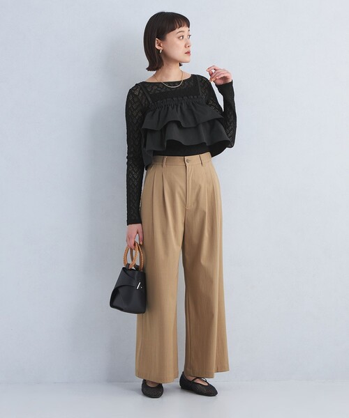 green label relaxing(グリーンレーベルリラクシング)の「2WAY シャーリング キャミソール(キャミソール・レディース・ホワイト/ブラック・FREE)」の7枚目の写真