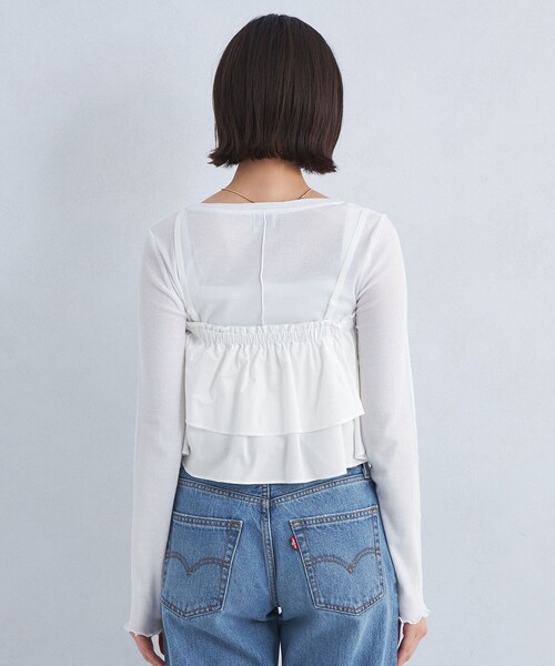 green label relaxing(グリーンレーベルリラクシング)の「2WAY シャーリング キャミソール(キャミソール・レディース・ホワイト/ブラック・FREE)」の10枚目の写真