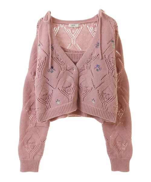 earth music&ecology（アースミュージックアンドエコロジー）の「SET2点刺繍ビスチェ＋カーディガン（カーディガン/ボレロ・レディース・アイボリー/ピンク/ブラック・FREE）」の12枚目の写真