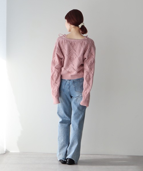 earth music&ecology（アースミュージックアンドエコロジー）の「SET2点刺繍ビスチェ＋カーディガン（カーディガン/ボレロ・レディース・アイボリー/ピンク/ブラック・FREE）」の8枚目の写真