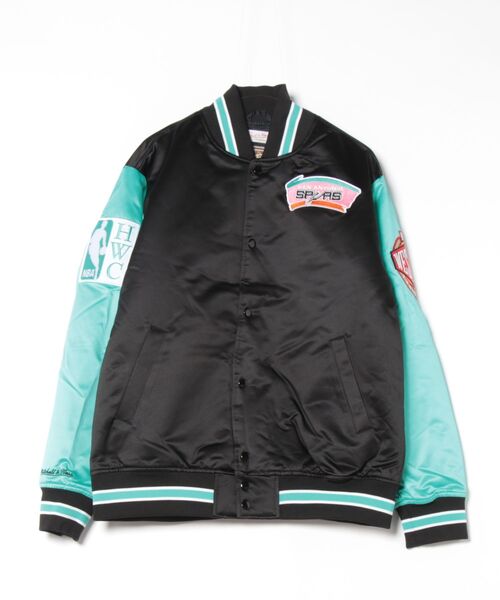 Mitchell&Ness(ミッチェル&ネス)の「【Mitchell&Ness/ミッチェルアンドネス】NBA PRIMETIME HEAVYWEIGHT SATIN JACKET VINTAGE LOGO/ヴィンテージロゴジャケット/サテン(スタジャン・メンズ・サックスブルー/レッド/ブルー/イエロー/オレンジ・L/XL/M)」の2枚目の写真