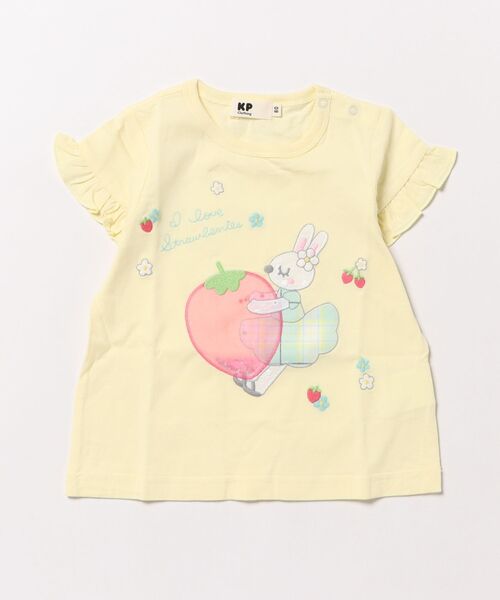 KP（ケーピー）の「シャカシャカいちごmimi半袖Tシャツ(80～140)（Tシャツ/カットソー・キッズ・イエロー/オフホワイト/ブラック・80ｃｍ/90cm/100cm/110cm/120cm/130cm/140cm）」の3枚目の写真