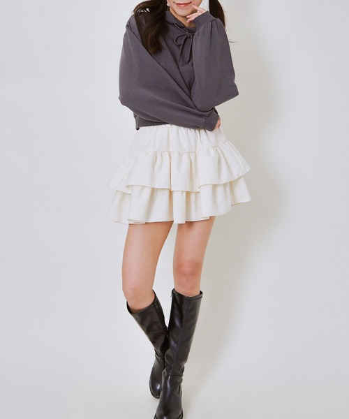 GORGE（ゴージ）の「《ふんわりティアード》レディース ミニスカパン フリル ボリューム 春夏 夏服（その他パンツ・レディース・グレー/アイボリー/ブラック/オフホワイト・F）」の10枚目の写真