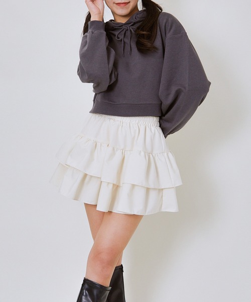 GORGE（ゴージ）の「《ふんわりティアード》レディース ミニスカパン フリル ボリューム 春夏 夏服（その他パンツ・レディース・グレー/アイボリー/ブラック/オフホワイト・F）」の12枚目の写真