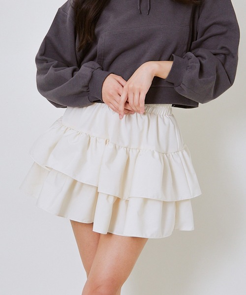 GORGE（ゴージ）の「《ふんわりティアード》レディース ミニスカパン フリル ボリューム 春夏 夏服（その他パンツ・レディース・グレー/アイボリー/ブラック/オフホワイト・F）」の13枚目の写真