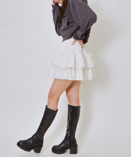 GORGE（ゴージ）の「《ふんわりティアード》レディース ミニスカパン フリル ボリューム 春夏 夏服（その他パンツ・レディース・グレー/アイボリー/ブラック/オフホワイト・F）」の14枚目の写真