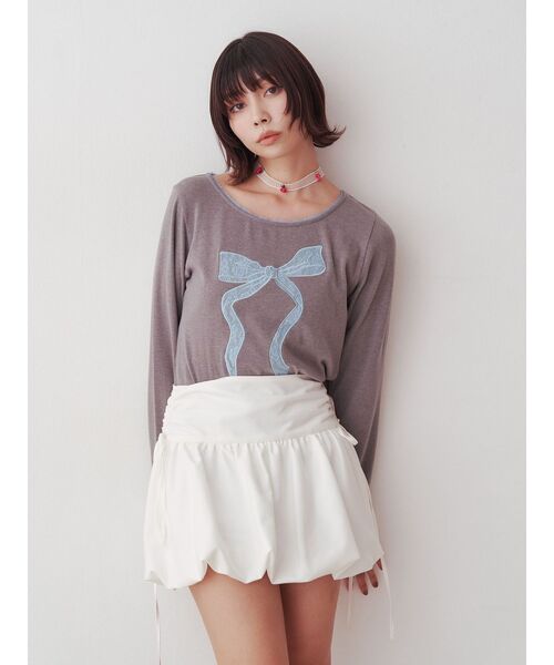 jouetie（ジュエティ）の「リボンバルーンスカパン（スカート・レディース・オフホワイト/グレー/ブラック・MEDIUM）」の14枚目の写真