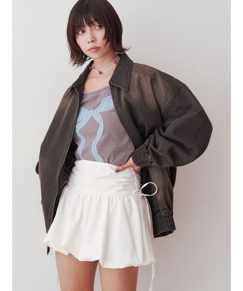 jouetie（ジュエティ）の「リボンバルーンスカパン（スカート・レディース・オフホワイト/グレー/ブラック・MEDIUM）」の15枚目の写真