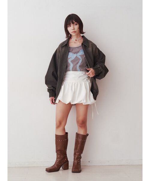 jouetie（ジュエティ）の「リボンバルーンスカパン（スカート・レディース・オフホワイト/グレー/ブラック・MEDIUM）」の16枚目の写真