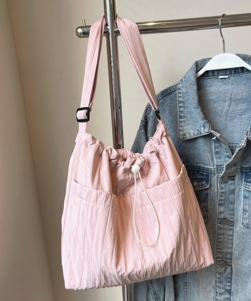 Miniministore(ミニミニストア)の「ショルダーバッグ 大容量 巾着バッグ(ショルダーバッグ・レディース・ブラウン/オフホワイト/ピンク/ブラック・FREE)」の12枚目の写真