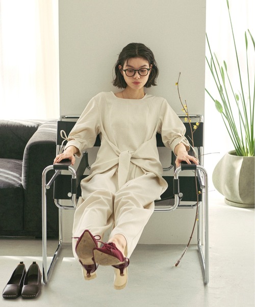 loin nuit（ロワンニュイ）の「puff ribbon combinaison/パフリボンコンビネゾン（つなぎ/オールインワン・レディース・アイボリー/カーキ・FREE）」の17枚目の写真