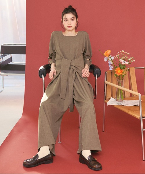 セール】puff ribbon combinaison/パフリボンコンビネゾン（つなぎ