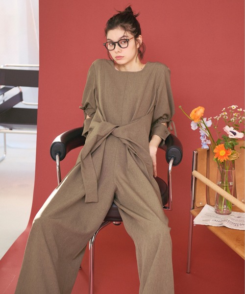 loin nuit（ロワンニュイ）の「puff ribbon combinaison/パフリボンコンビネゾン（つなぎ/オールインワン・レディース・アイボリー/カーキ・FREE）」の13枚目の写真