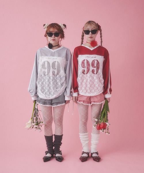 WC(ダブル シー)の「レース切替ユニフォームロンT(Tシャツ/カットソー・レディース・ネイビー/レッド/グレー・FREE)」の17枚目の写真