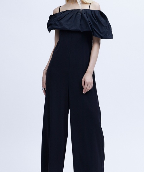 THINGS THAT MATTER（シングス ザット マター）の「OVERALLS with TAFFETA CAPE / オーバーオールウィズタフタケープ（サロペット/オーバーオール・レディース・アイボリー/ブラック/ブラック×ホワイト・FREE）」の3枚目の写真