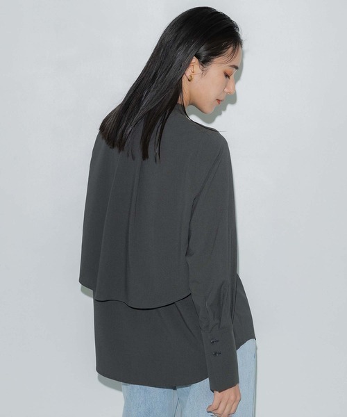 ★超高級　極美品◎パブリックトウキョウ　バンドカラーシャツ　ブラック クラスバンドカラーシャツ（シャツ/ブラウス）｜PUBLIC TOKYO