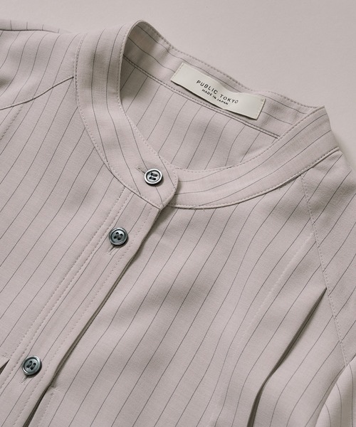 PUBLIC TOKYO（パブリックトウキョウ）の「【完売間近】クラスバンドカラーシャツ（シャツ/ブラウス・レディース・ダークグレー/ブルー/ホワイト/ライトブルー/ベージュ×ブラック・FREE）」の16枚目の写真