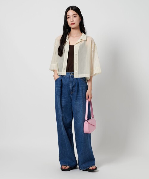 BEAUTY&YOUTH UNITED ARROWS(ビューティーアンドユースユナイテッドアローズ)の「ポリエステルコットン シアーストライプ シャツ -ウォッシャブル-(シャツ/ブラウス・レディース・ホワイト/ブラック/ナチュラル・FREE)」の3枚目の写真