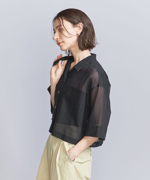 BEAUTY&YOUTH UNITED ARROWS(ビューティーアンドユースユナイテッドアローズ)の「ポリエステルコットン シアーストライプ シャツ -ウォッシャブル-(シャツ/ブラウス・レディース・ホワイト/ブラック/ナチュラル・FREE)」の8枚目の写真