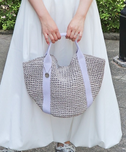 T・S・L（ティーエスエル）の「ハンドルテープペーパートートバッグ（かごバッグ・レディース・ブラック/グレイッシュベージュ/グレー・FREE）」の3枚目の写真