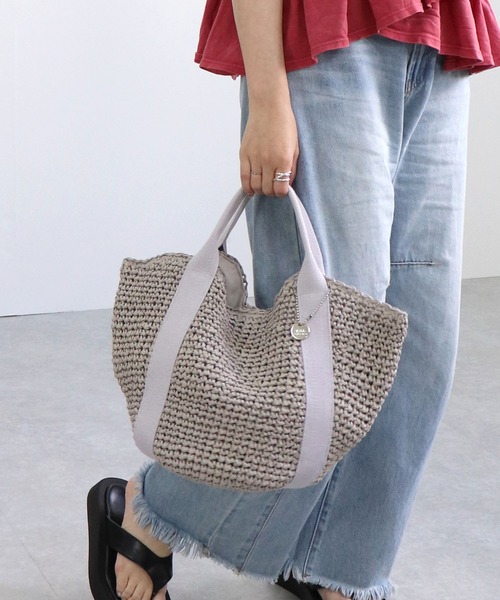 T・S・L（ティーエスエル）の「ハンドルテープペーパートートバッグ（かごバッグ・レディース・ブラック/グレイッシュベージュ/グレー・FREE）」の12枚目の写真