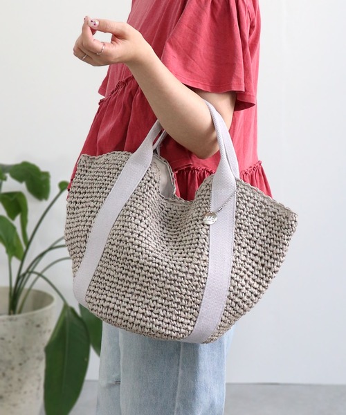 T・S・L（ティーエスエル）の「ハンドルテープペーパートートバッグ（かごバッグ・レディース・ブラック/グレイッシュベージュ/グレー・FREE）」の13枚目の写真