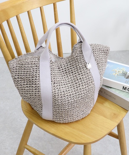 T・S・L（ティーエスエル）の「ハンドルテープペーパートートバッグ（かごバッグ・レディース・ブラック/グレイッシュベージュ/グレー・FREE）」の15枚目の写真