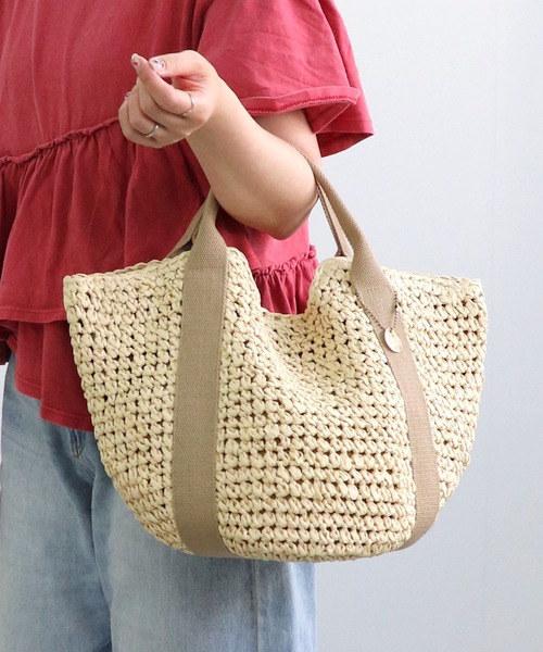 T・S・L（ティーエスエル）の「ハンドルテープペーパートートバッグ（かごバッグ・レディース・ブラック/グレイッシュベージュ/グレー・FREE）」の19枚目の写真