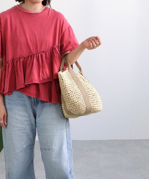 T・S・L（ティーエスエル）の「ハンドルテープペーパートートバッグ（かごバッグ・レディース・ブラック/グレイッシュベージュ/グレー・FREE）」の20枚目の写真