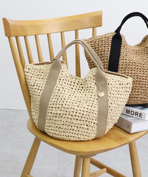 T・S・L（ティーエスエル）の「ハンドルテープペーパートートバッグ（かごバッグ・レディース・ブラック/グレイッシュベージュ/グレー・FREE）」の21枚目の写真