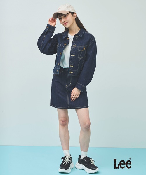 31 Sons de mode（トランテアン　ソン　ドゥ　モード）の「【Leeコラボ】台形デニムミニスカート（デニムスカート・レディース・インディゴブルー/サックスブルー・38/36）」の21枚目の写真