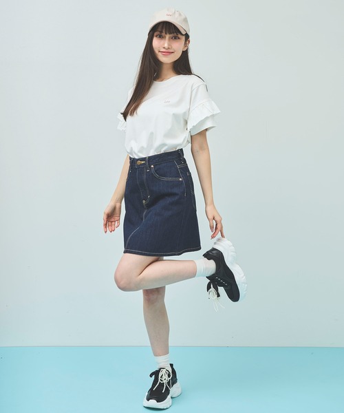 PG LEEコラボ　デニムスカート セール】【Leeコラボ】台形デニムミニスカート（デニムスカート