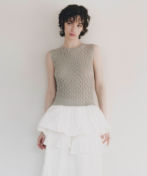 HONEY MI HONEY（ハニーミーハニー）の「taffeta balloon knit tunic（ニット/セーター・レディース・オフホワイト/ブラック/グレー・FREE）」の3枚目の写真