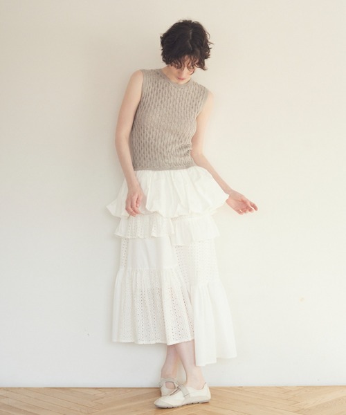 HONEY MI HONEY（ハニーミーハニー）の「taffeta balloon knit tunic（ニット/セーター・レディース・オフホワイト/ブラック/グレー・FREE）」の5枚目の写真