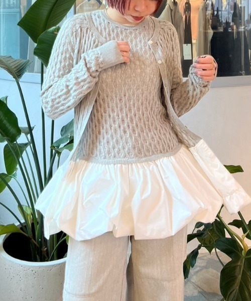 HONEY MI HONEY（ハニーミーハニー）の「taffeta balloon knit tunic（ニット/セーター・レディース・オフホワイト/ブラック/グレー・FREE）」の8枚目の写真