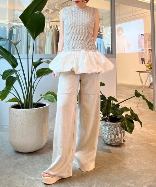 HONEY MI HONEY（ハニーミーハニー）の「taffeta balloon knit tunic（ニット/セーター・レディース・オフホワイト/ブラック/グレー・FREE）」の9枚目の写真