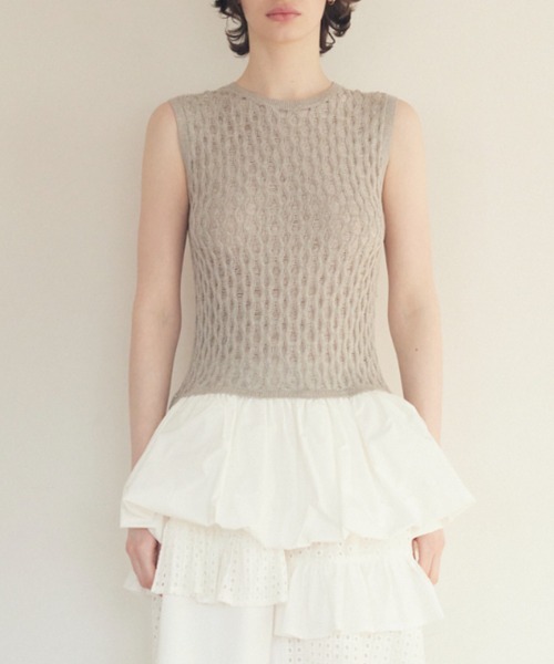 HONEY MI HONEY（ハニーミーハニー）の「taffeta balloon knit tunic（ニット/セーター・レディース・オフホワイト/ブラック/グレー・FREE）」の10枚目の写真