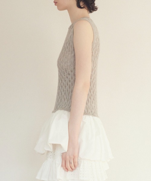 HONEY MI HONEY（ハニーミーハニー）の「taffeta balloon knit tunic（ニット/セーター・レディース・オフホワイト/ブラック/グレー・FREE）」の11枚目の写真