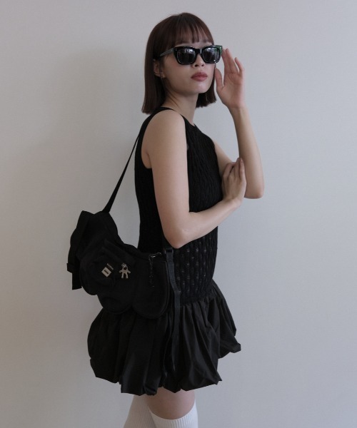 HONEY MI HONEY（ハニーミーハニー）の「taffeta balloon knit tunic（ニット/セーター・レディース・オフホワイト/ブラック/グレー・FREE）」の18枚目の写真