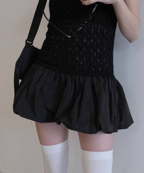 HONEY MI HONEY（ハニーミーハニー）の「taffeta balloon knit tunic（ニット/セーター・レディース・オフホワイト/ブラック/グレー・FREE）」の19枚目の写真