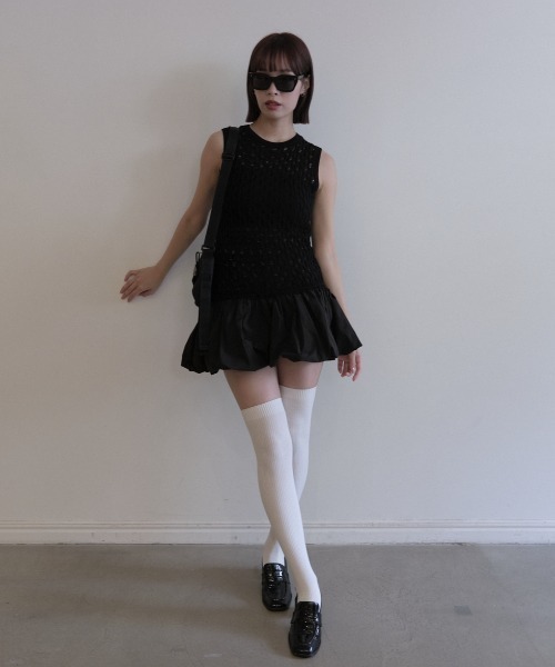 HONEY MI HONEY（ハニーミーハニー）の「taffeta balloon knit tunic（ニット/セーター・レディース・オフホワイト/ブラック/グレー・FREE）」の20枚目の写真