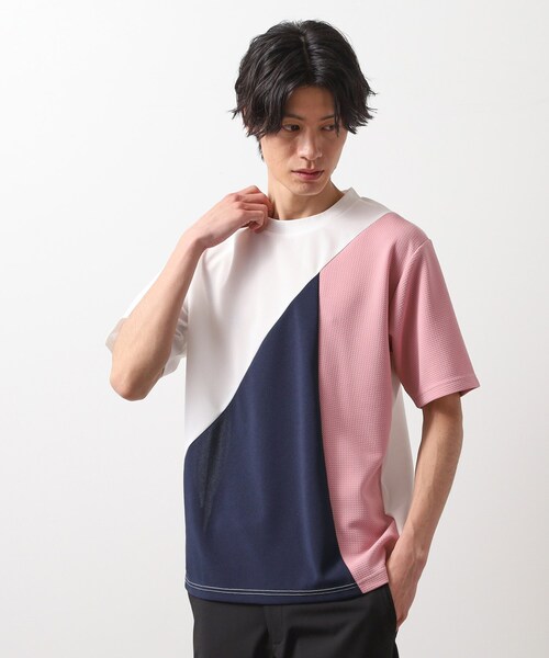 黒 半袖シャツ 異素材切替 zya-00005z_6.jpg