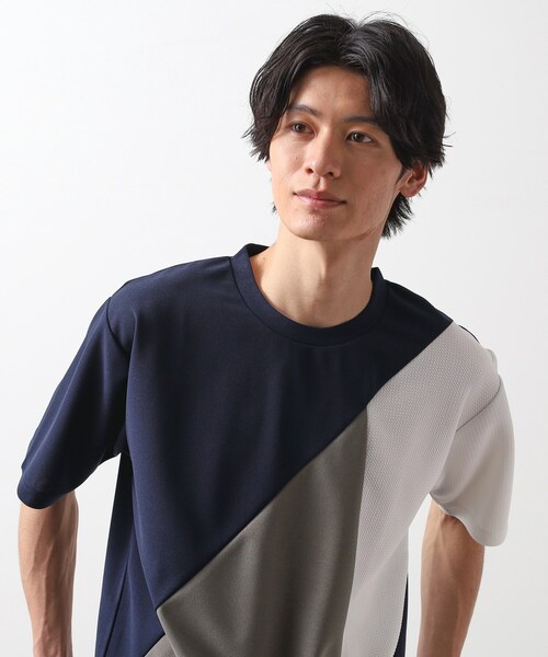 黒 半袖シャツ 異素材切替 zya-00005z_6.jpg
