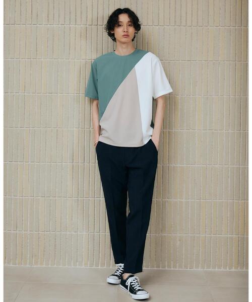 THE SHOP TK （ザ ショップ ティーケー ）の「アムンゼン異素材切替半袖Tシャツ（Tシャツ/カットソー・メンズ・ホワイト系7/グリーン系5/ホワイト系8/ネイビー系4・02/03/04）」の8枚目の写真