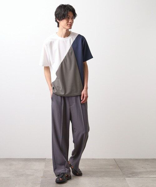 ArguECulturEストリート 異素材切替 ゆる 半袖Tシャツ ２色 18_000000021445.jpg?1689929398