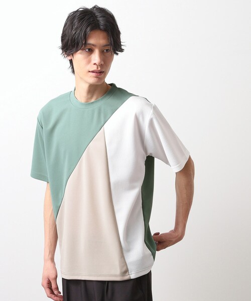 THE SHOP TK （ザ ショップ ティーケー ）の「アムンゼン異素材切替半袖Tシャツ（Tシャツ/カットソー・メンズ・ホワイト系7/グリーン系5/ホワイト系8/ネイビー系4・02/03/04）」の13枚目の写真