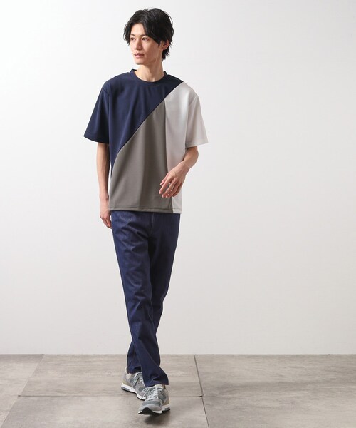 黒 半袖シャツ 異素材切替 zya-00005z_6.jpg