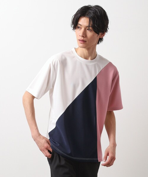 THE SHOP TK （ザ ショップ ティーケー ）の「アムンゼン異素材切替半袖Tシャツ（Tシャツ/カットソー・メンズ・ホワイト系7/グリーン系5/ホワイト系8/ネイビー系4・02/03/04）」の20枚目の写真
