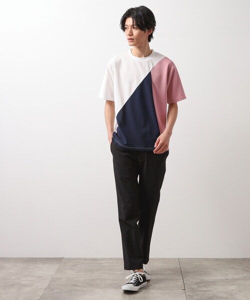 THE SHOP TK （ザ ショップ ティーケー ）の「アムンゼン異素材切替半袖Tシャツ（Tシャツ/カットソー・メンズ・ホワイト系7/グリーン系5/ホワイト系8/ネイビー系4・02/03/04）」の22枚目の写真